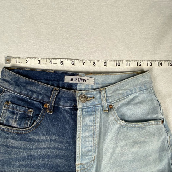 Blue Savvy Denim Y2K Womens Two Tone Blue Hi Rise Jeans Size 5/27 - Picture 8 of 12